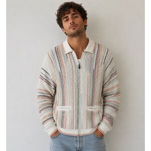 TUNDRA Dizzy Daisy Cardigan‎ Men's L Cotton Blend Long Sleeve Full Zipper NWT
